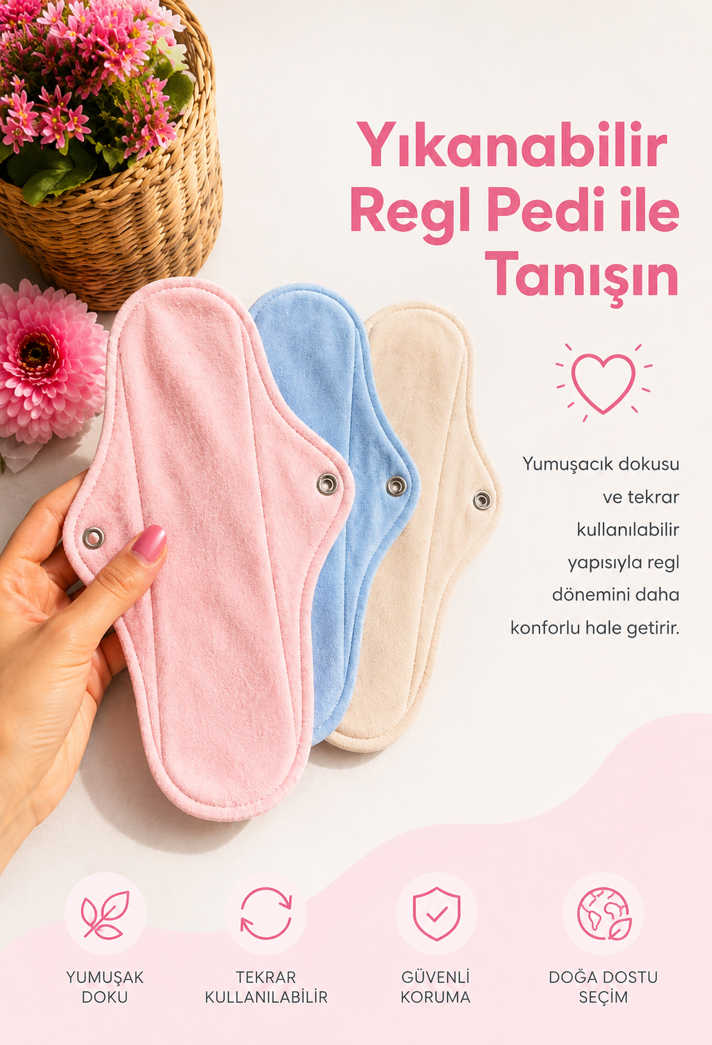Doğal Ped | %100 Doğal Hijyenik ve Yıkanabilir Bambu Ped
